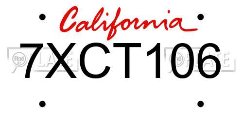 7XCT106 California License Plate