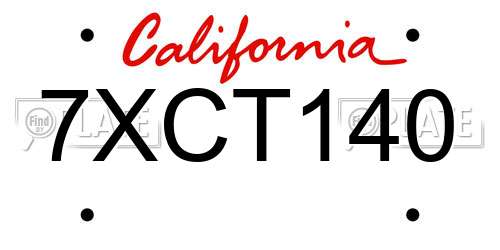 7XCT140 California License Plate