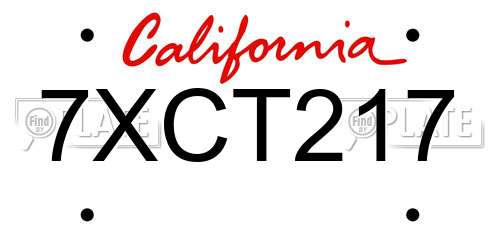 7XCT217 California License Plate