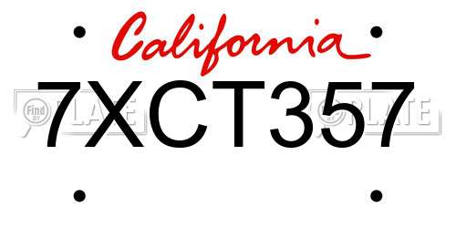 7XCT357 California License Plate