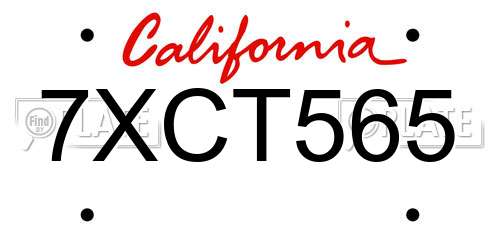 7XCT565 California License Plate