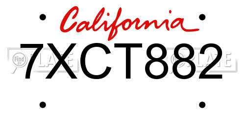7XCT882 California License Plate