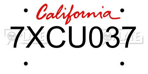 7XCU037 California License Plate