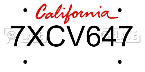 7XCV647 California License Plate