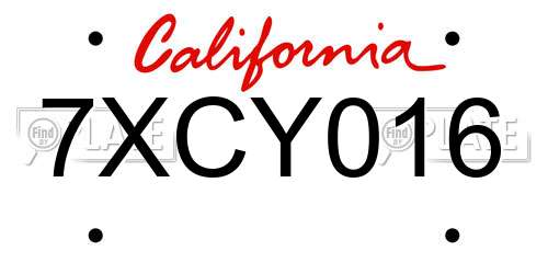 7XCY016 California License Plate