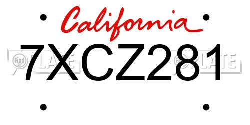 7XCZ281 California License Plate