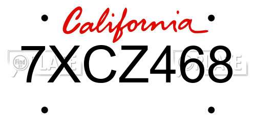 7XCZ468 California License Plate
