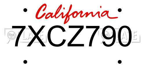 7XCZ790 California License Plate