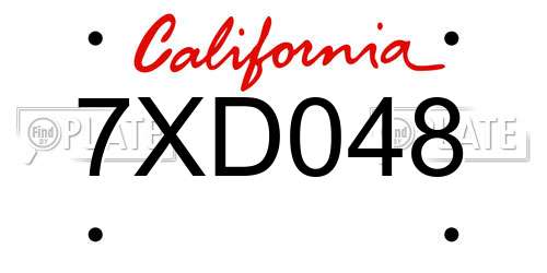 7XD048 California License Plate