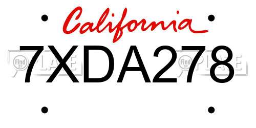 7XDA278 California License Plate
