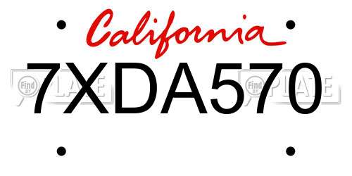 7XDA570 California License Plate