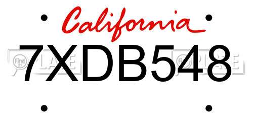 7XDB548 California License Plate