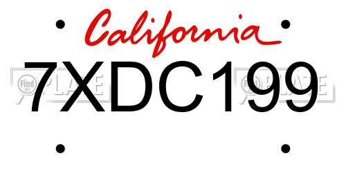 7XDC199 California License Plate