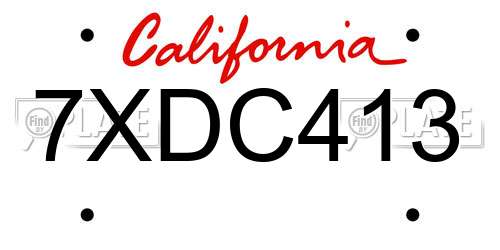 7XDC413 California License Plate