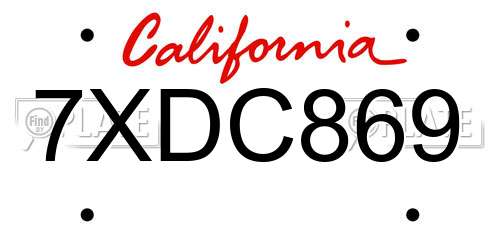 7XDC869 California License Plate