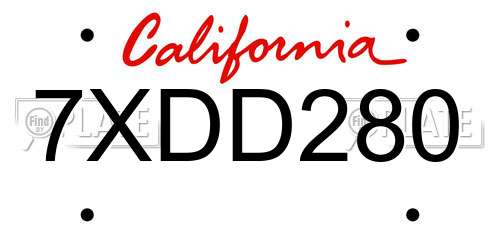 7XDD280 California License Plate