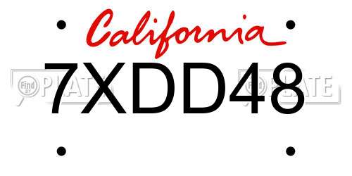 7XDD48 California License Plate