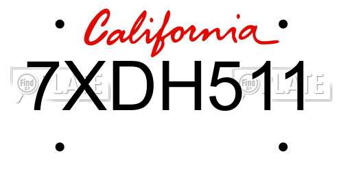 7XDH511 California License Plate