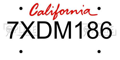 7XDM186 California License Plate