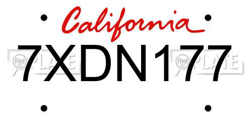 7XDN177 California License Plate