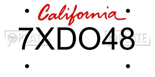 7XDO48 California License Plate
