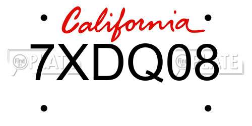 7XDQ08 California License Plate