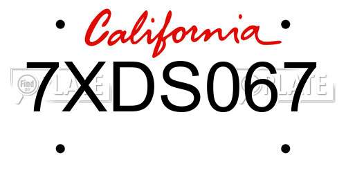 7XDS067 California License Plate