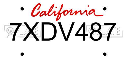 7XDV487 California License Plate