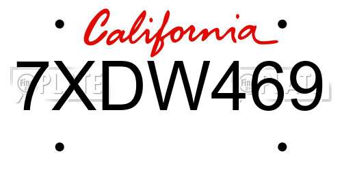 7XDW469 California License Plate