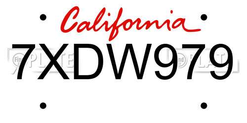 7XDW979 California License Plate