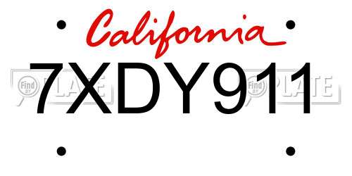 7XDY911 California License Plate