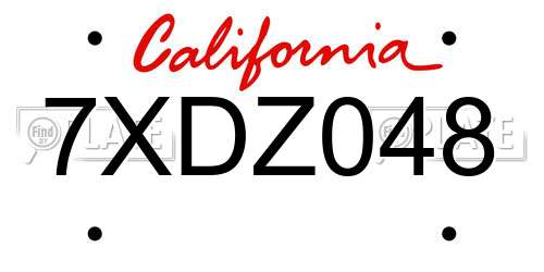 7XDZ048 California License Plate
