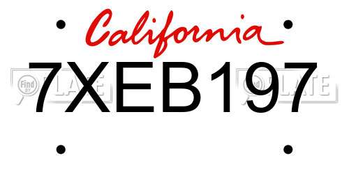 7XEB197 California License Plate