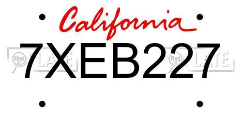 7XEB227 California License Plate