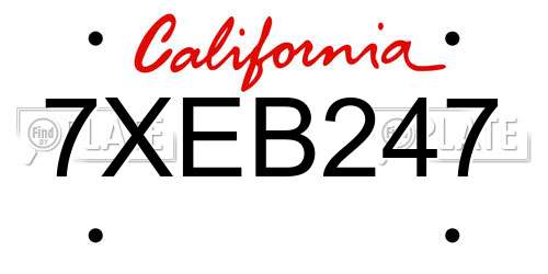 7XEB247 California License Plate