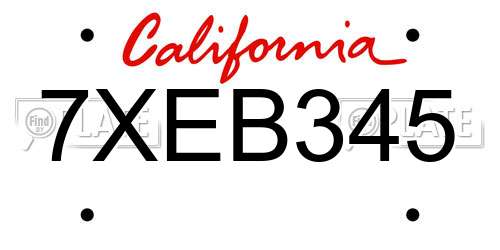 7XEB345 California License Plate