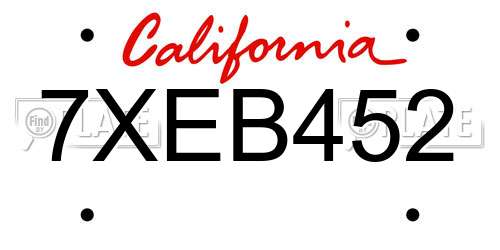 7XEB452 California License Plate