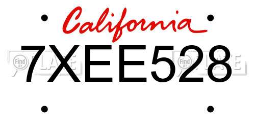 7XEE528 California License Plate
