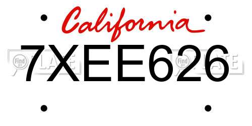 7XEE626 California License Plate