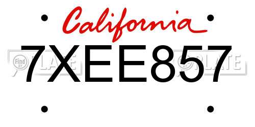 7XEE857 California License Plate