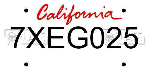 7XEG025 California License Plate