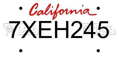 7XEH245 California License Plate