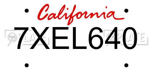 7XEL640 California License Plate