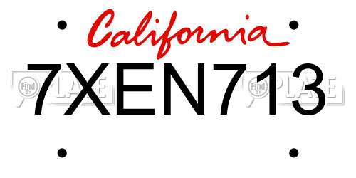 7XEN713 California License Plate