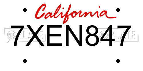 7XEN847 California License Plate