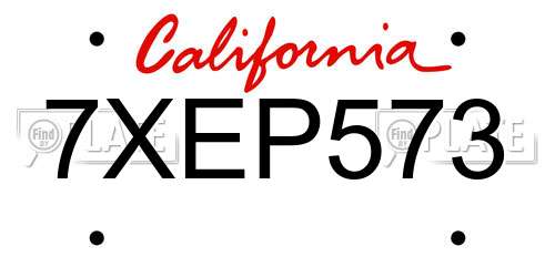 7XEP573 California License Plate