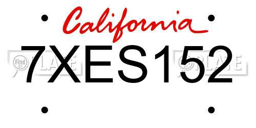7XES152 California License Plate