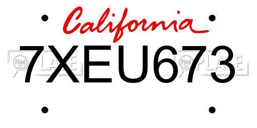 7XEU673 California License Plate