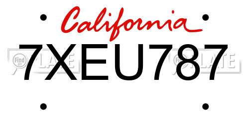 7XEU787 California License Plate