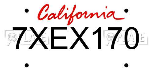 7XEX170 California License Plate